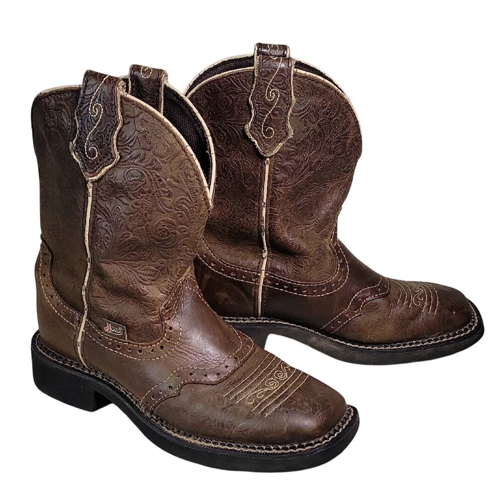 Justin Gypsy Mandra Brown Leather Western Cowboy Boots Womens Size 6.5B